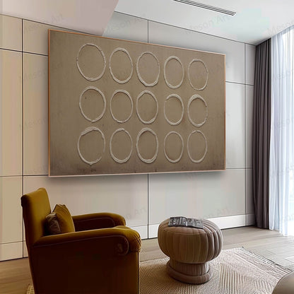 Abstract Circle Wall Art | Minimalist Wabi-Sabi Oil Painting for Modern Home Decor