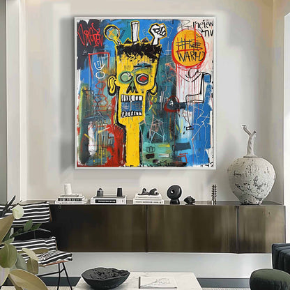 Vibrant Abstract Oil Painting Inspired by Urban Graffiti Art