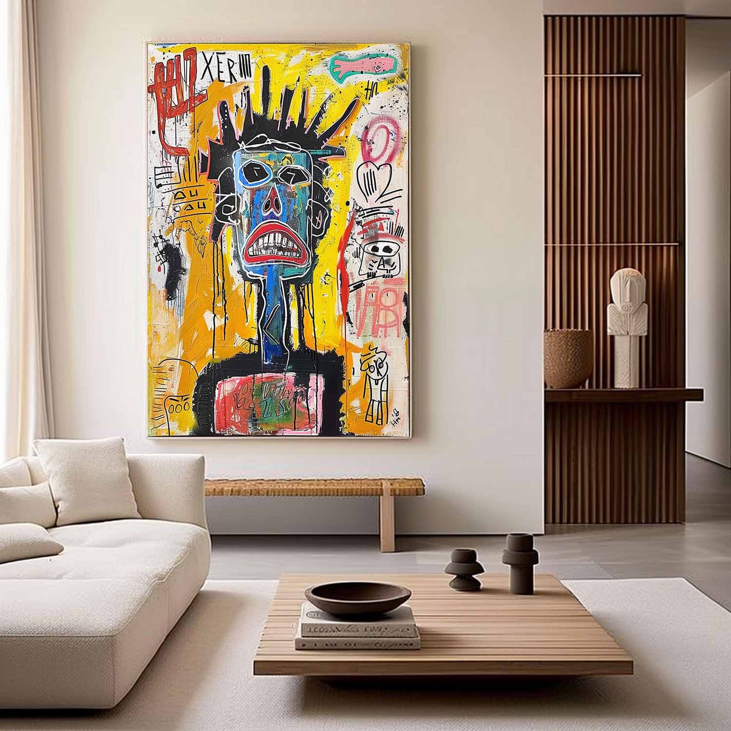 Vibrant Abstract Graffiti Portrait | Colorful Mixed Media Wall Art for Modern Spaces