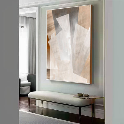 Abstract Minimalist Oil Painting in Soft Earthy Tones for Modern Decor