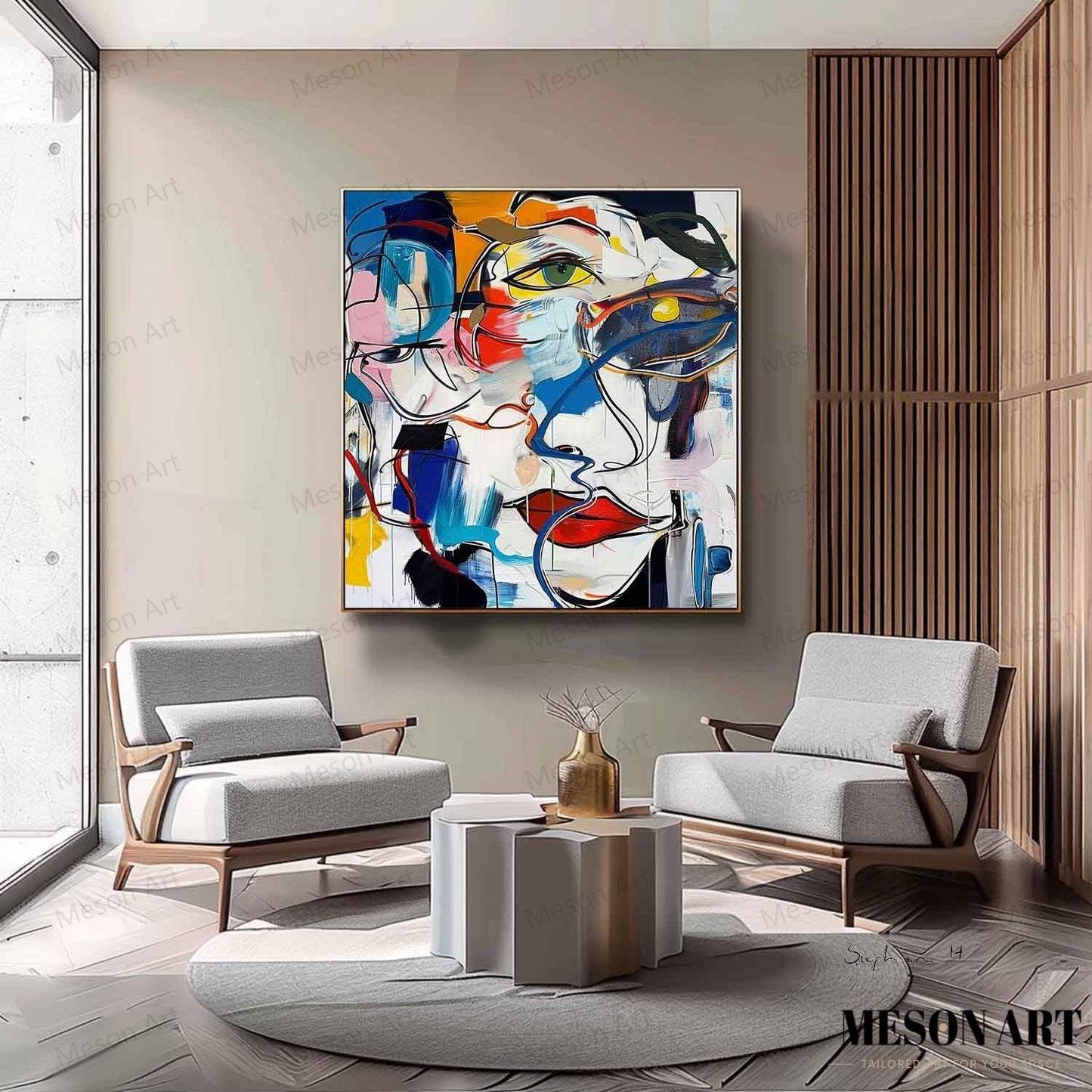 Vibrant Abstract Expressionist Oil Painting for Modern Decor