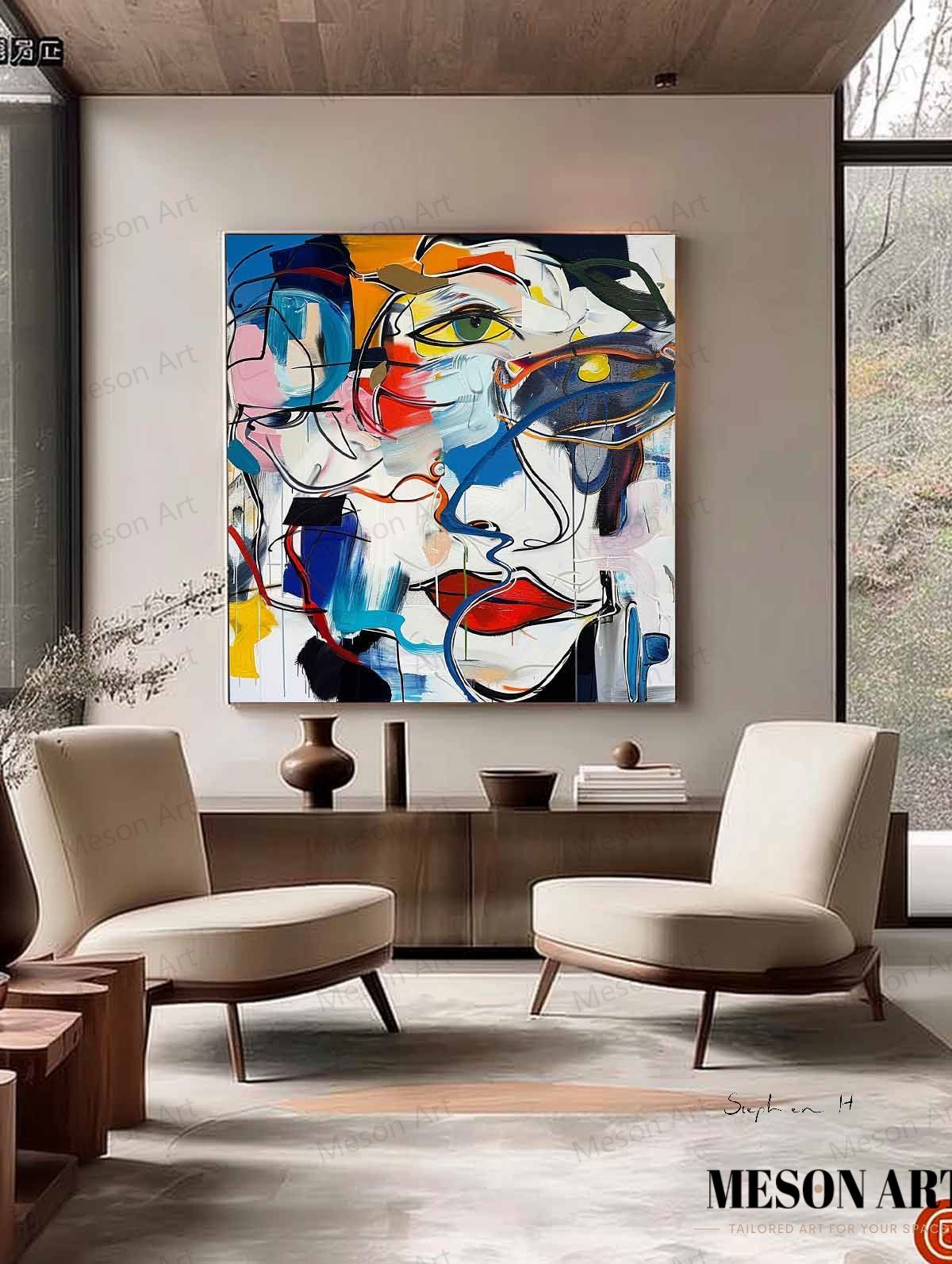 Vibrant Abstract Expressionist Oil Painting for Modern Decor