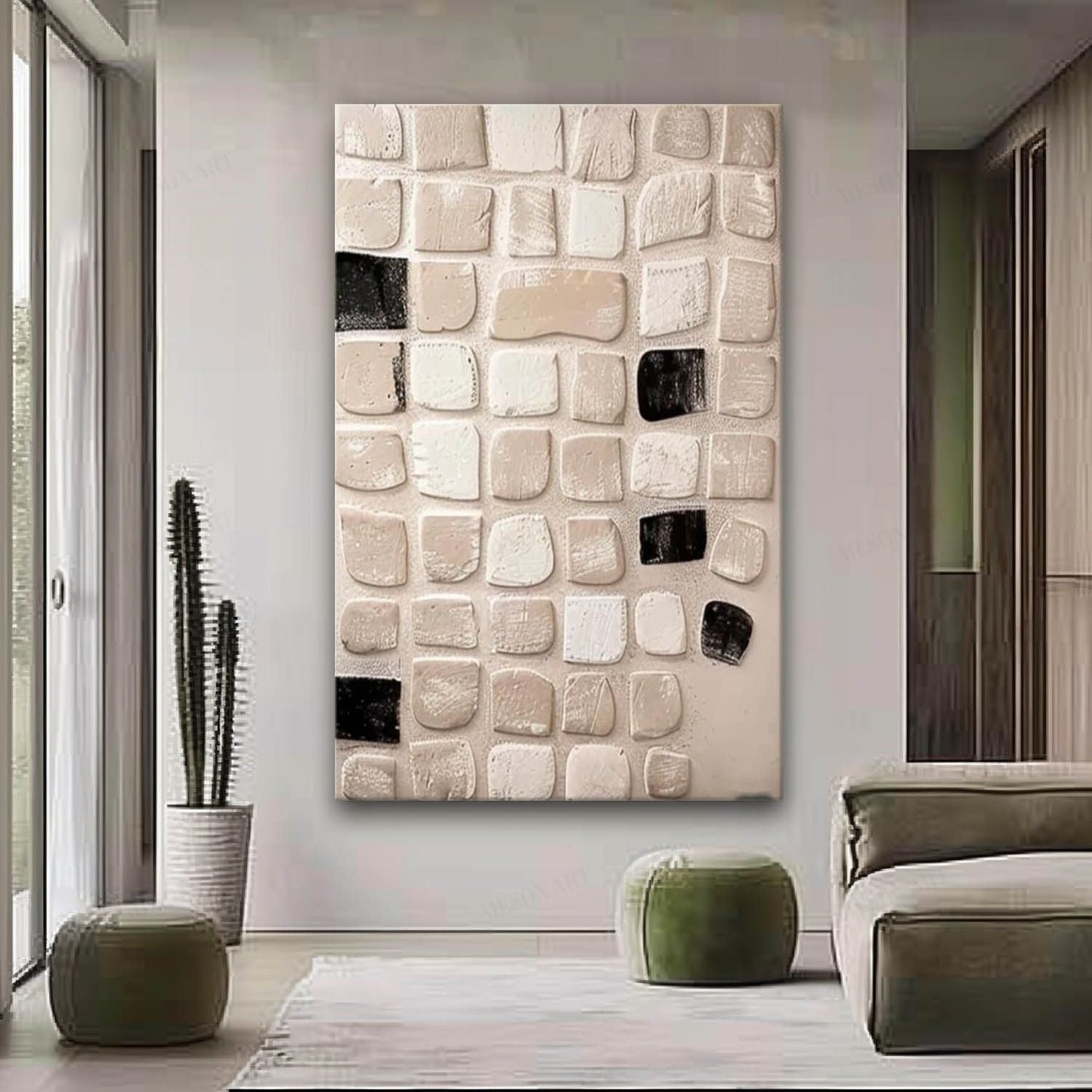 Modern Wabi-Sabi Abstract Oil Painting for Elegant Home Decor