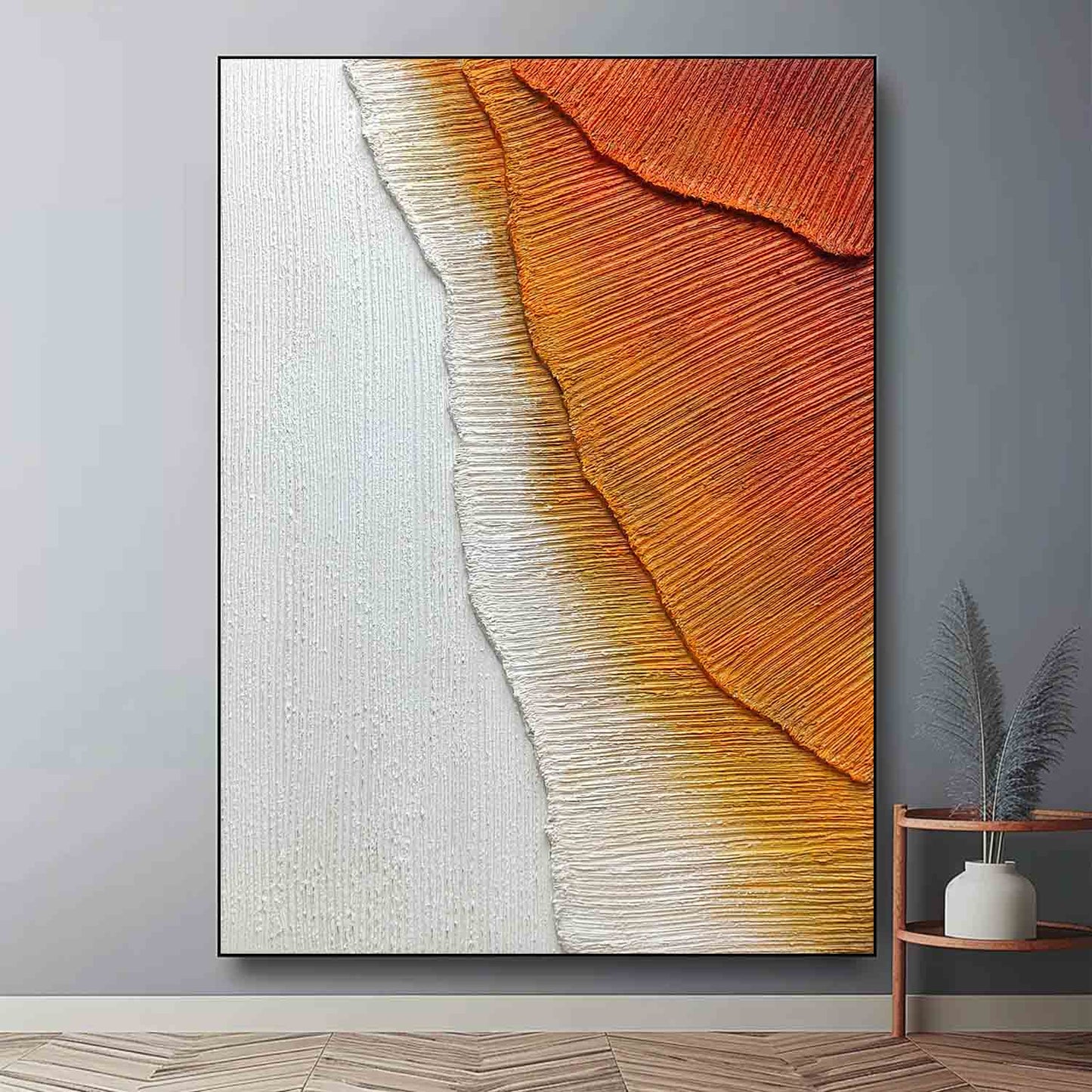 Textured Abstract Oil Painting in Warm Earth Tones for Modern Home Decor