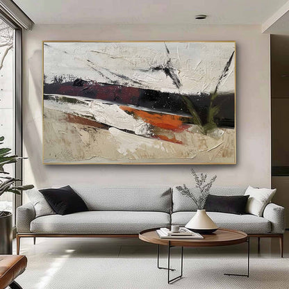 Abstract Wabi-Sabi Landscape Oil Painting for Modern Home Decor