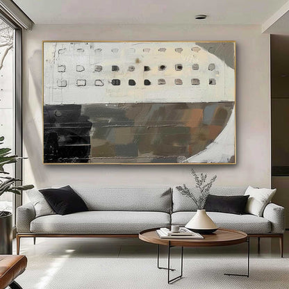 Modern Wabi-Sabi Abstract Oil Painting for Elegant Home Decor