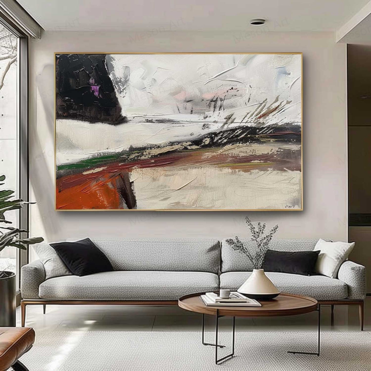 Abstract Wabi-Sabi Wall Art for Modern Home Decor - Unique Oil Painting