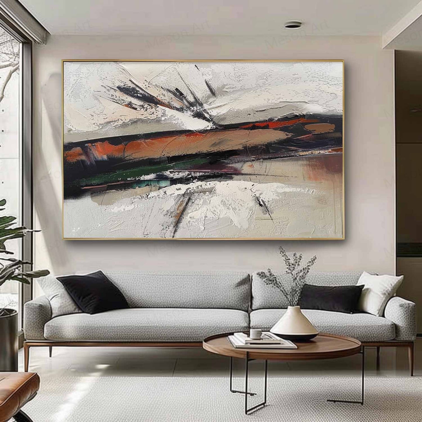 Abstract Wabi-Sabi Oil Painting for Modern Home Decor and Art Lovers