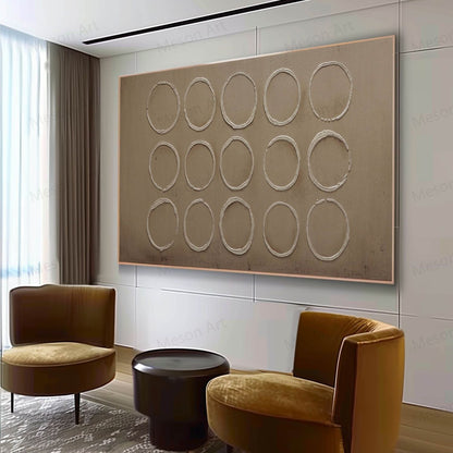 Abstract Circle Wall Art | Minimalist Wabi-Sabi Oil Painting for Modern Home Decor