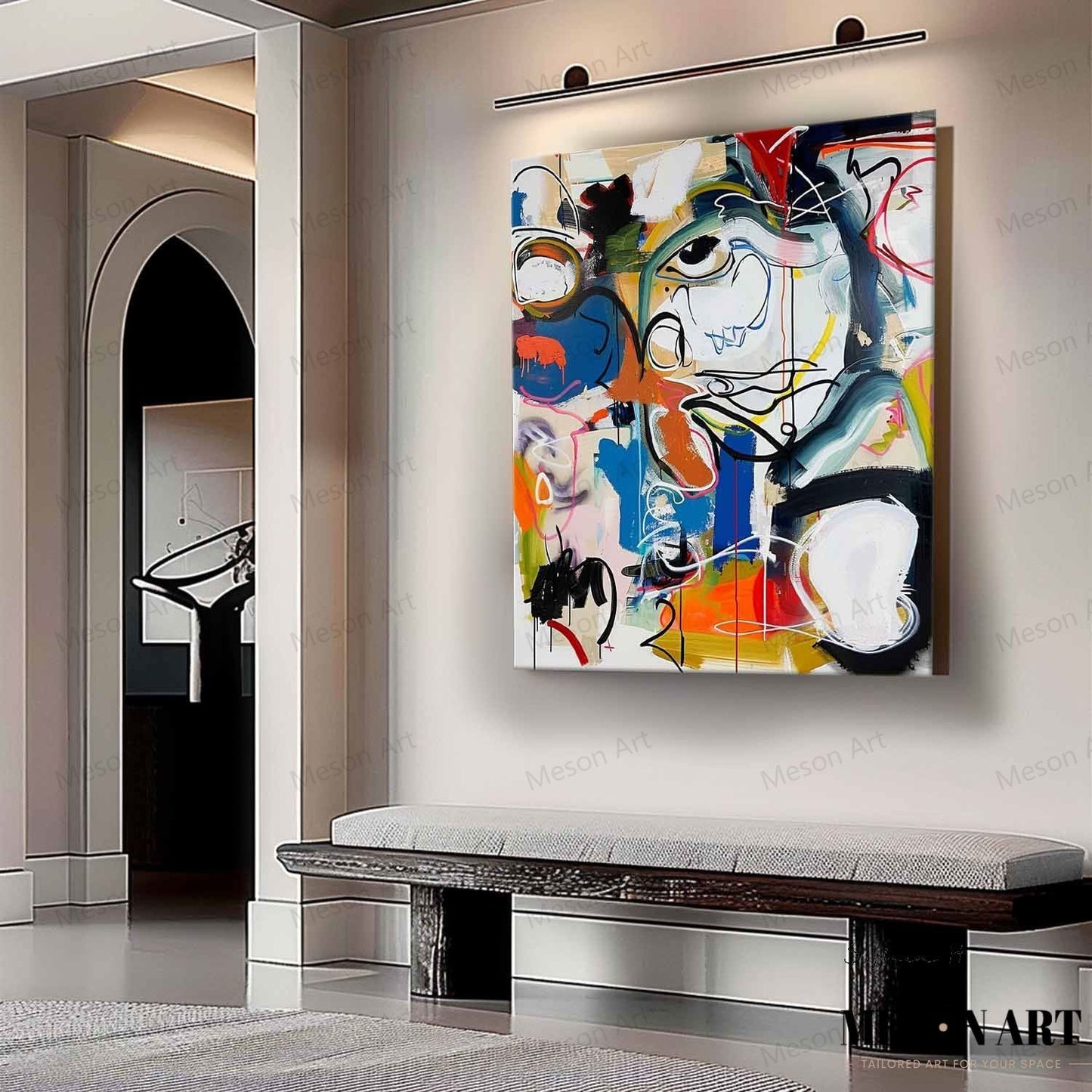 Vibrant Abstract Graffiti Oil Painting for Modern Home Decor