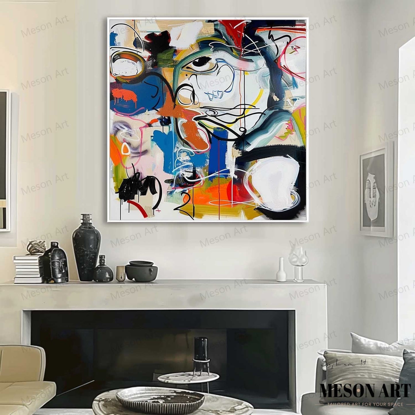 Vibrant Abstract Graffiti Oil Painting for Modern Home Decor