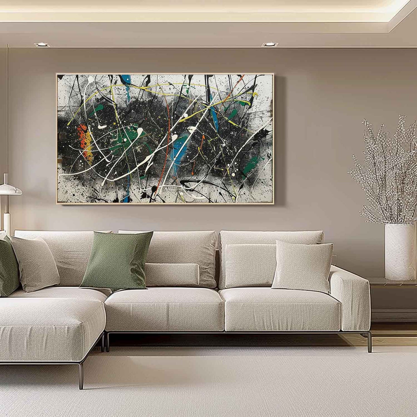 Vibrant Abstract Expressionism: Dynamic Oil Painting for Modern Home Decor