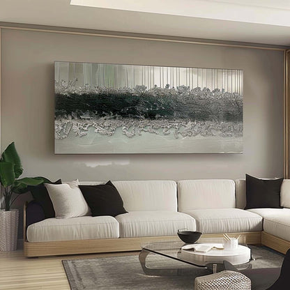 Abstract Textured Oil Painting with Metallic Accents for Modern Decor