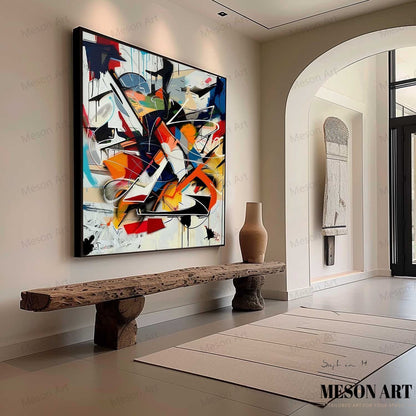 Vibrant Abstract Graffiti Oil Painting for Modern Home Decor and Art Collectors