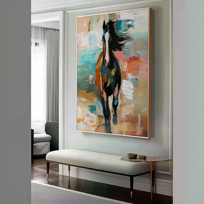 Vibrant Abstract Horse Painting - Modern Wall Art for Horse Lovers