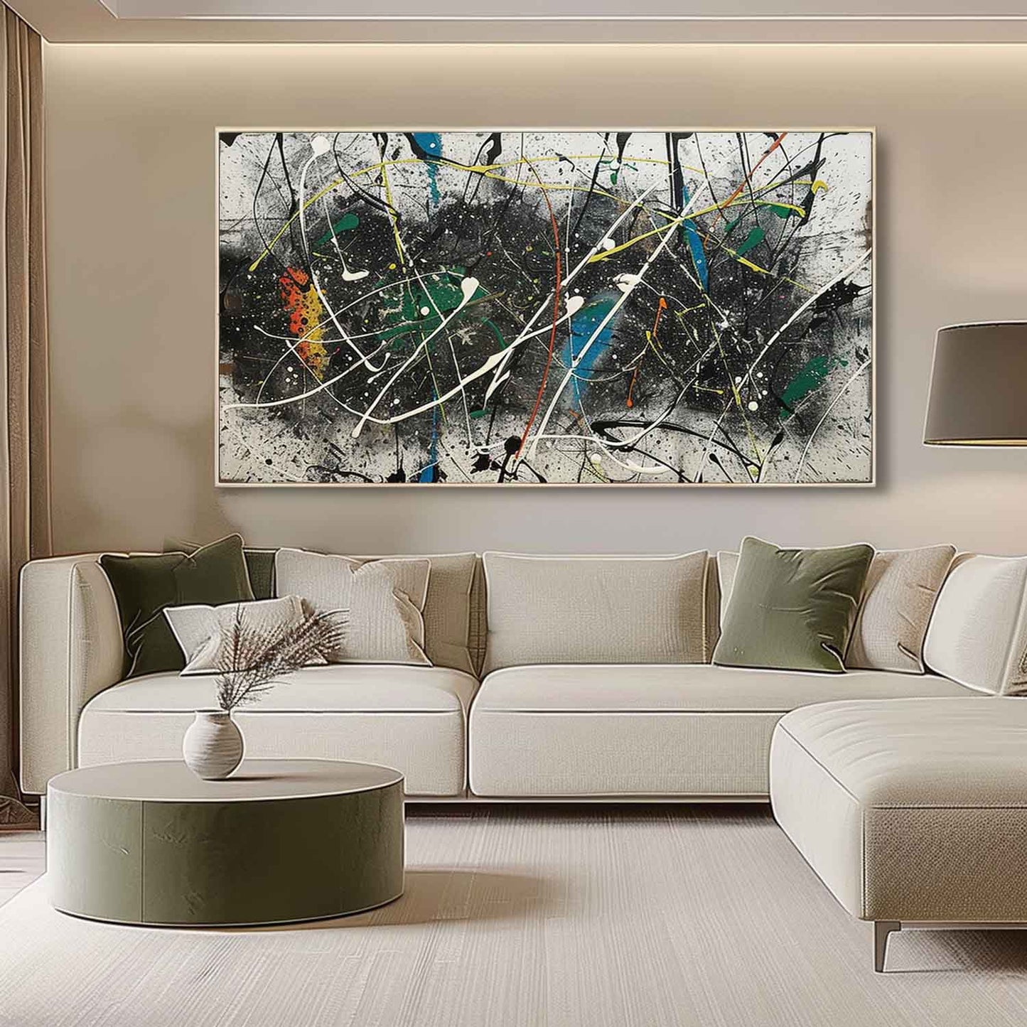 Vibrant Abstract Expressionism: Dynamic Oil Painting for Modern Home Decor