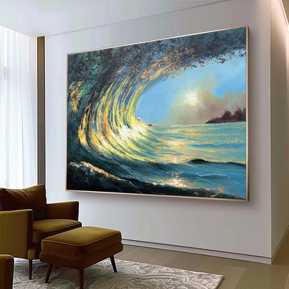 Stunning Ocean Wave Oil Painting in Hyperrealism Style