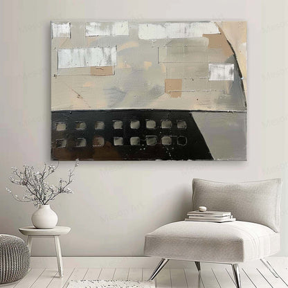 Minimalist Wabi-Sabi Oil Painting for Modern Home Decor