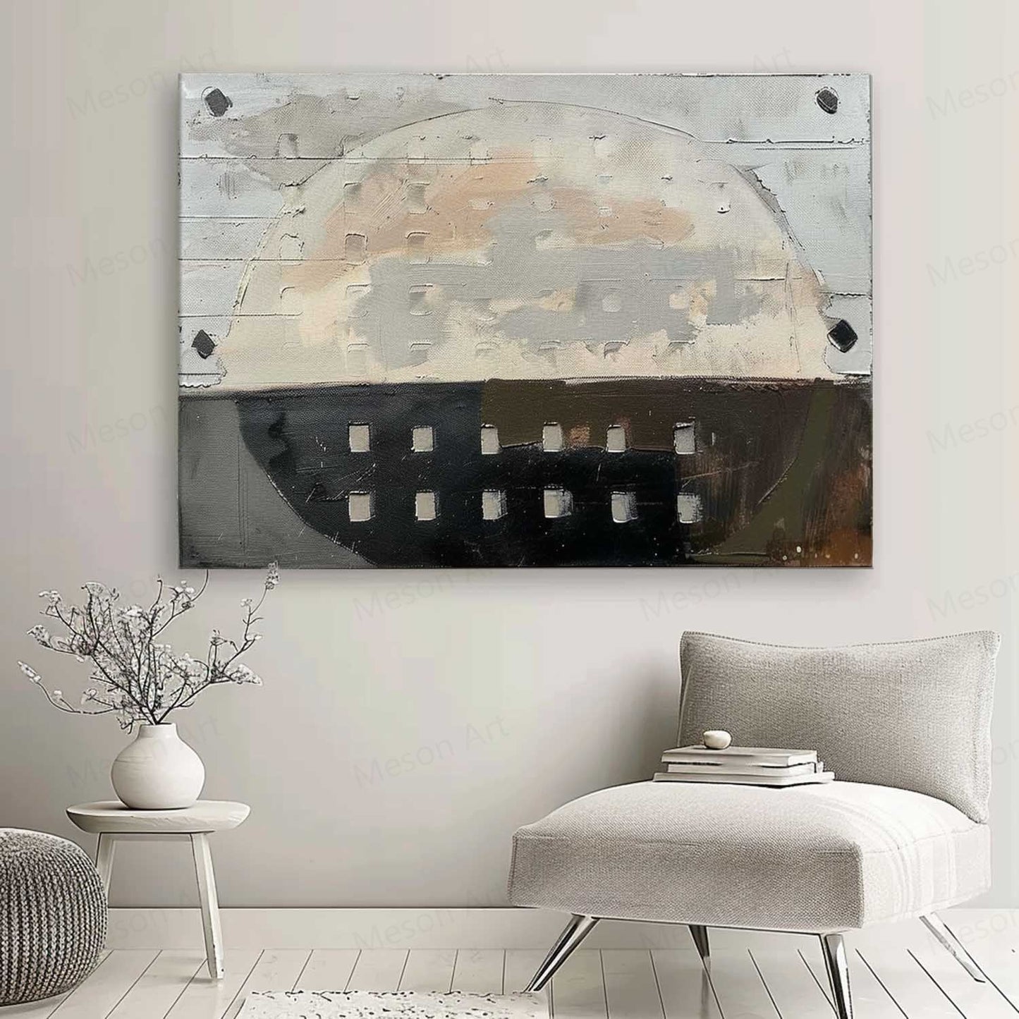 Abstract Wabi-Sabi Oil Painting for Modern Home Decor