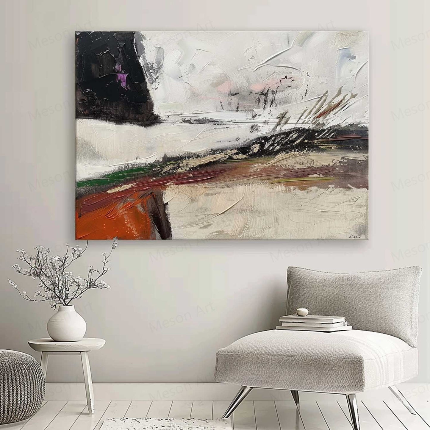 Abstract Wabi-Sabi Wall Art for Modern Home Decor - Unique Oil Painting