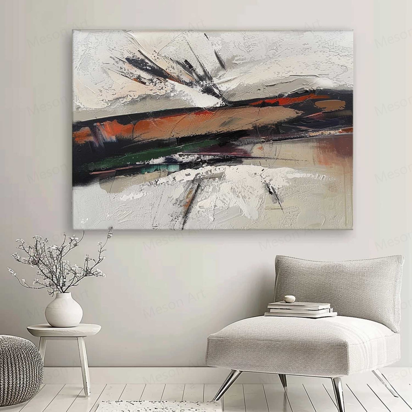 Abstract Wabi-Sabi Oil Painting for Modern Home Decor and Art Lovers