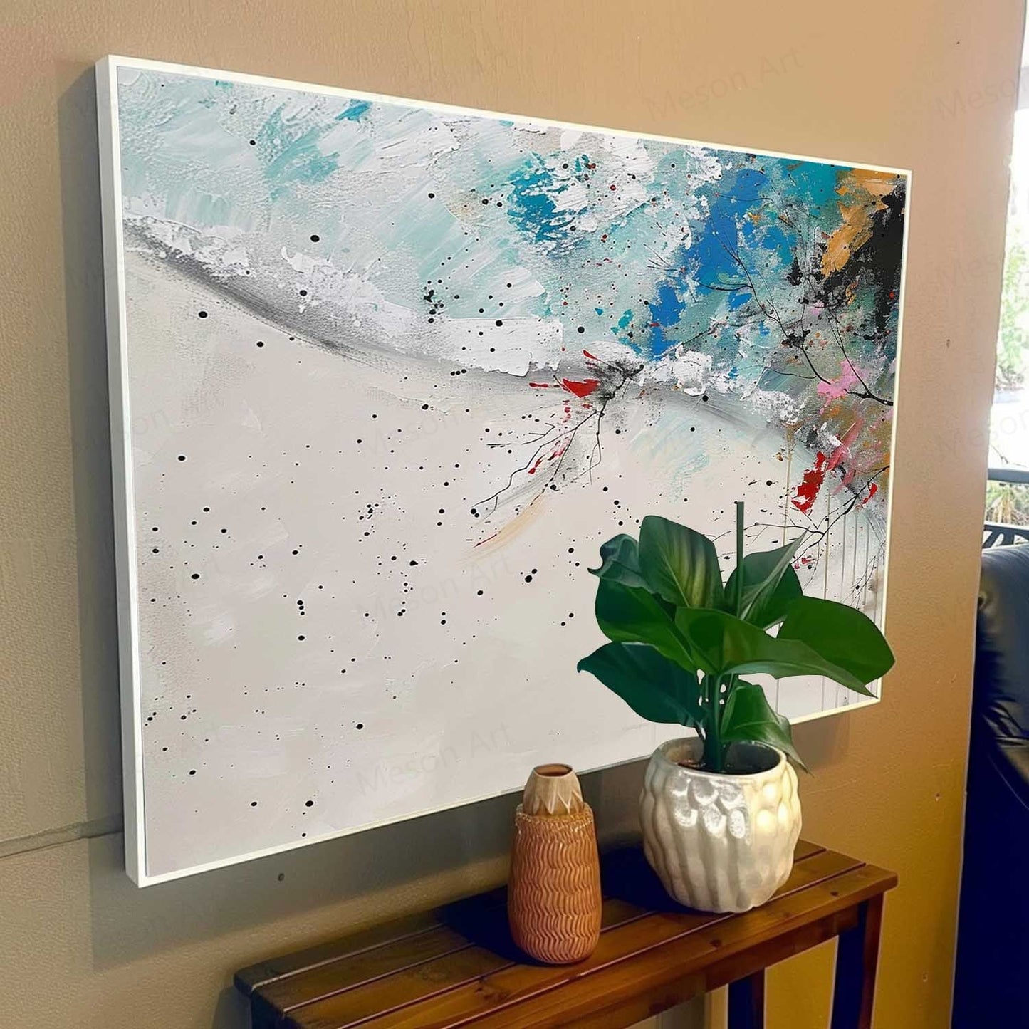 Abstract Landscape Oil Painting with Vibrant Colors and Textured Brushstrokes