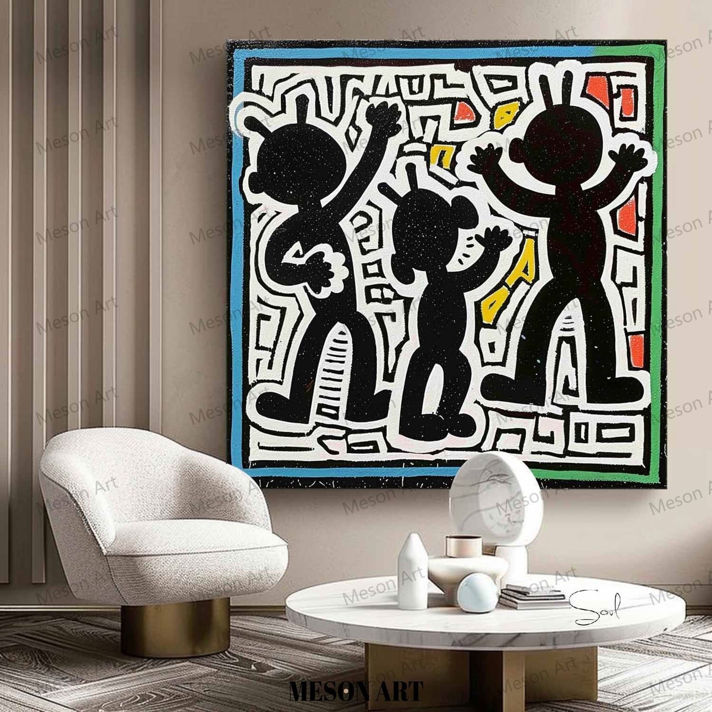 Vibrant Abstract Graffiti Painting - Modern Colorful Wall Art for Home Decor