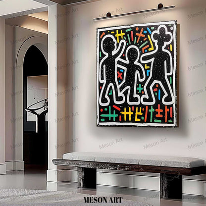 Colorful Abstract Figures in Modern Graffiti Style Oil Painting