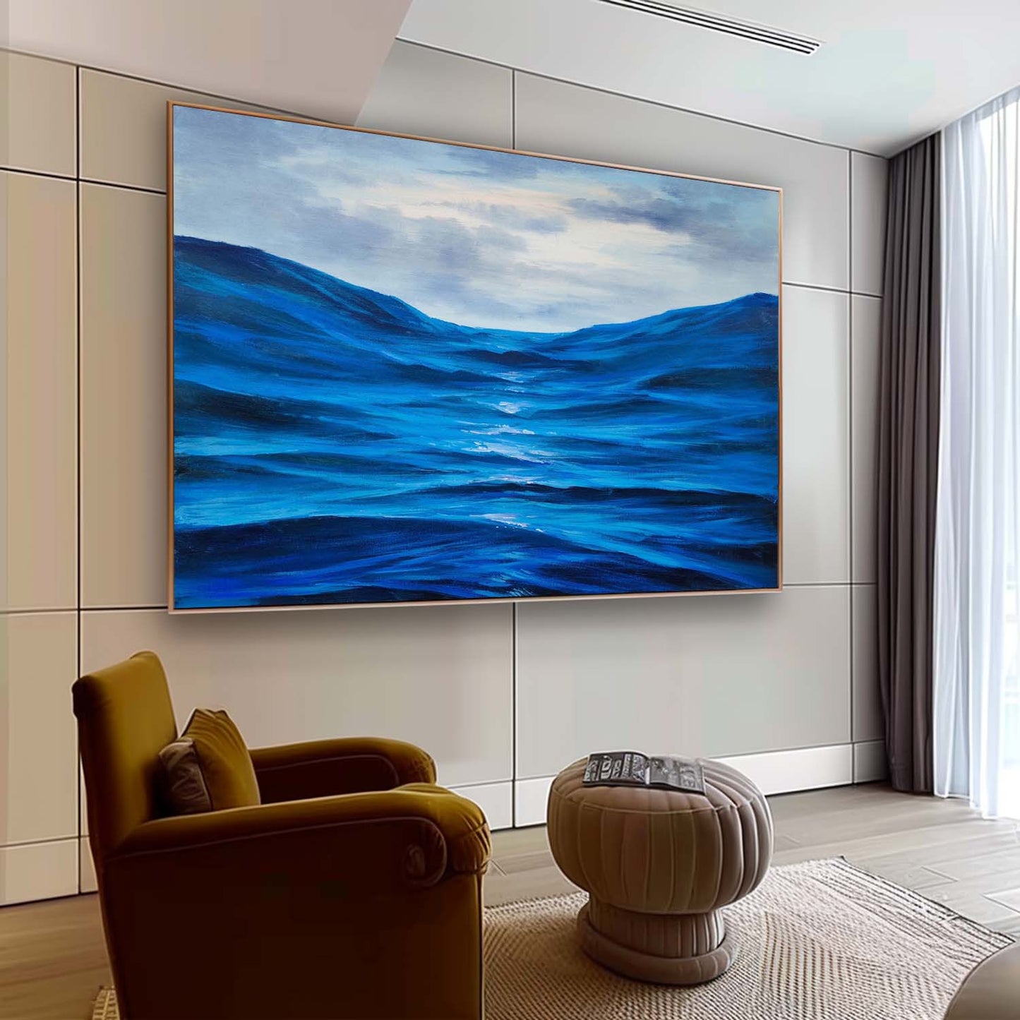 Tranquil Ocean Waves: Stunning Hyperrealism Oil Painting