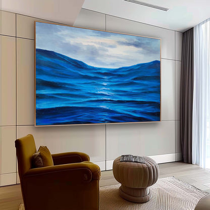 Tranquil Ocean Waves: Stunning Hyperrealism Oil Painting