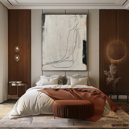 Elegant Minimalist Oil Painting of a Serene Figure in Neutral Tones