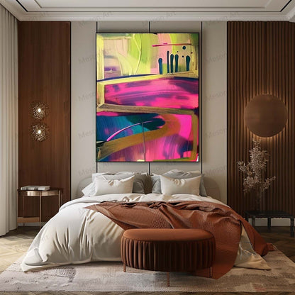 Vibrant Abstract Oil Painting for Modern Home Décor and Art Lovers