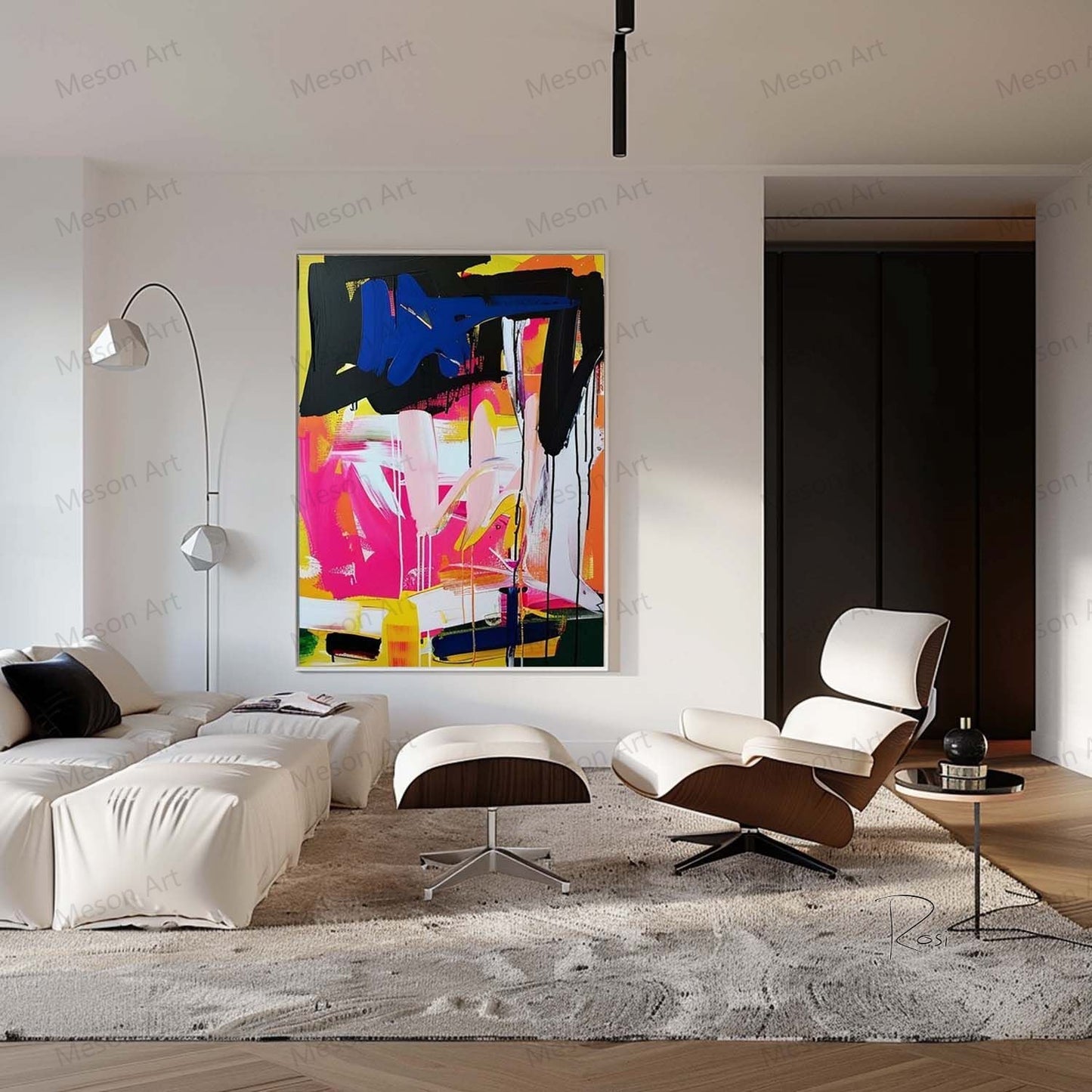 Vibrant Abstract Oil Painting Burst of Colors for Modern Home Decor