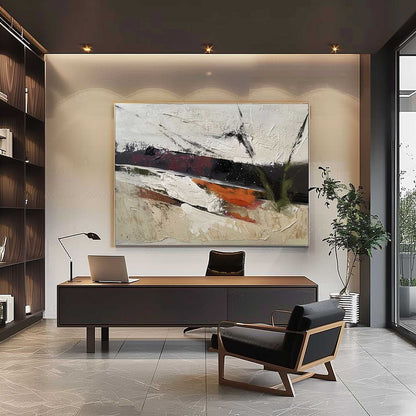 Abstract Wabi-Sabi Landscape Oil Painting for Modern Home Decor