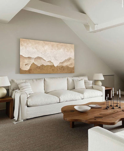 Serene Minimalist Landscape Oil Painting for Modern Home Decor