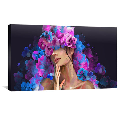 Vibrant Hydrangea Lady Oil Painting - Floral Wall Art for Modern Home Decor