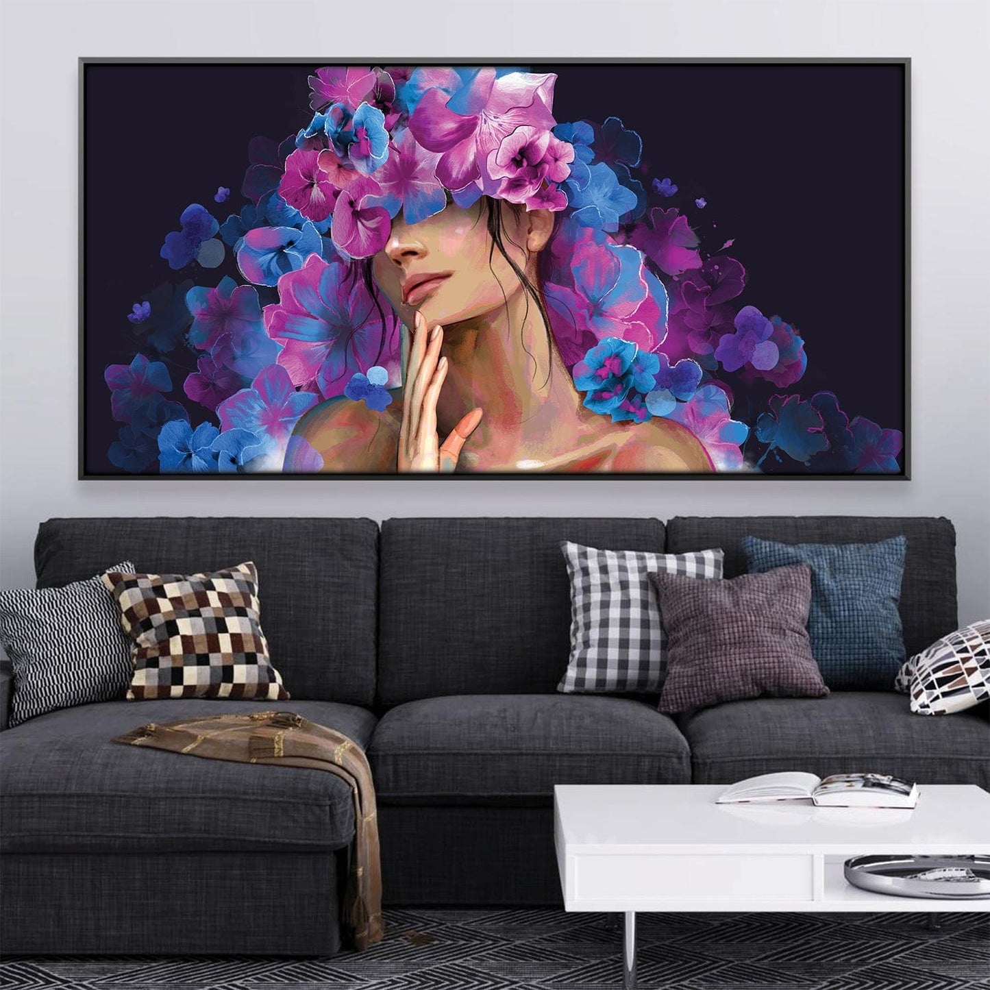 Vibrant Hydrangea Lady Oil Painting - Floral Wall Art for Modern Home Decor