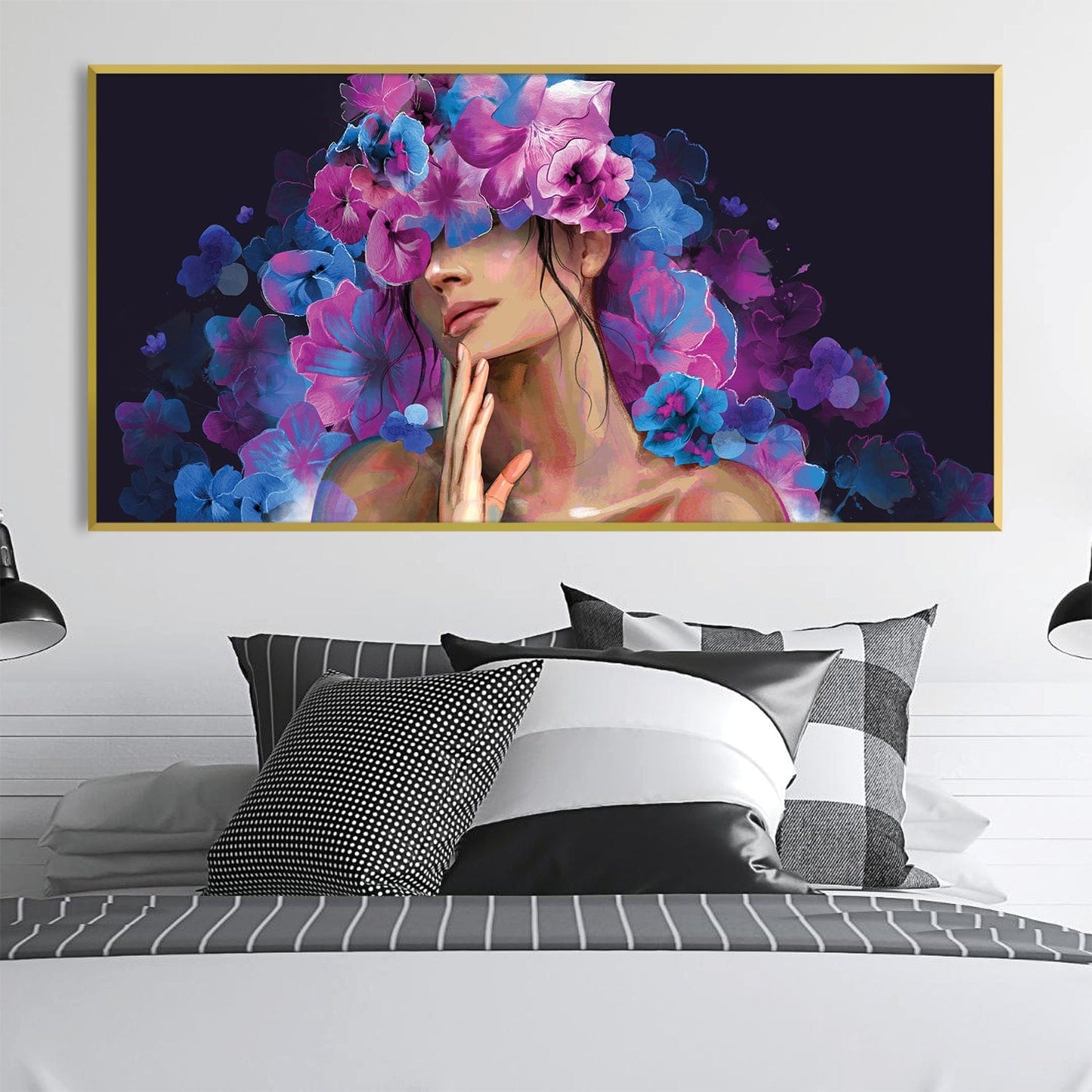 Vibrant Hydrangea Lady Oil Painting - Floral Wall Art for Modern Home Decor