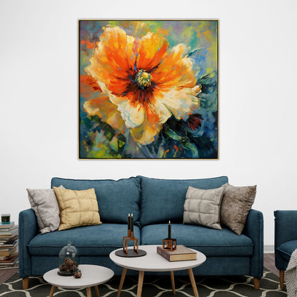 Vibrant Orange Flower Oil Painting for Brightening Any Space