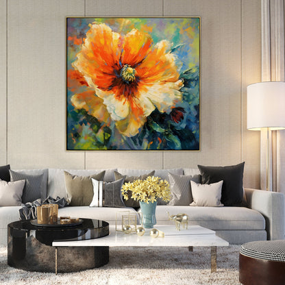 Vibrant Orange Flower Oil Painting for Brightening Any Space