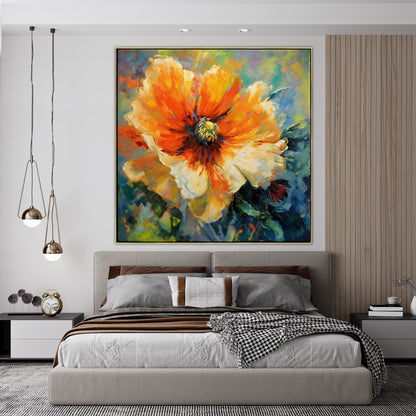 Vibrant Orange Flower Oil Painting for Brightening Any Space