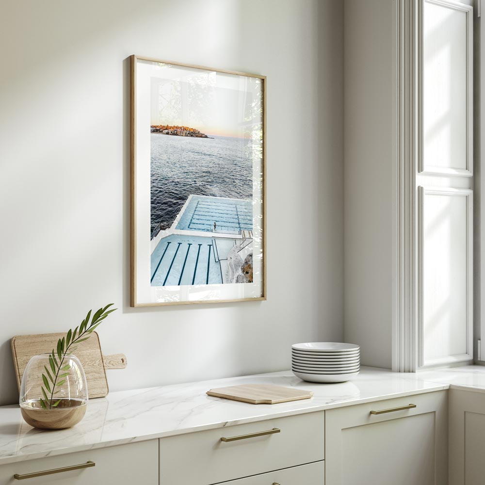 Serene Sunset Over Icebergs and Tranquil Ocean Waters Oil Painting Art