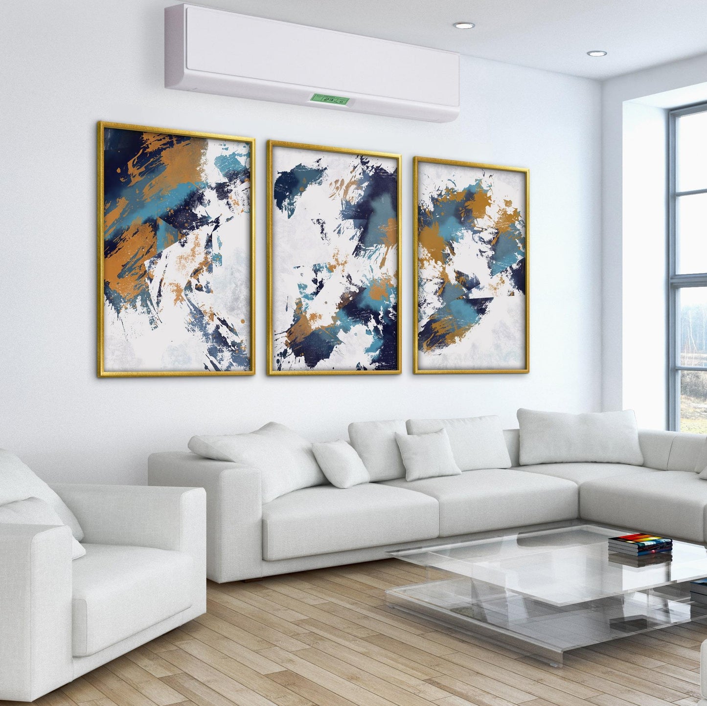 Abstract Icy Symphony Oil Painting for Modern Home Décor and Elegant Interior Design