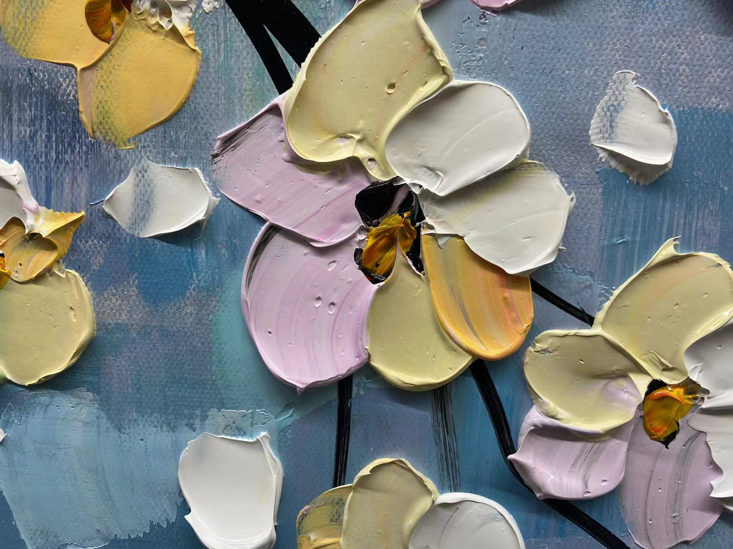 Serene Floral Abstract Oil Painting for Vibrant Home Decor