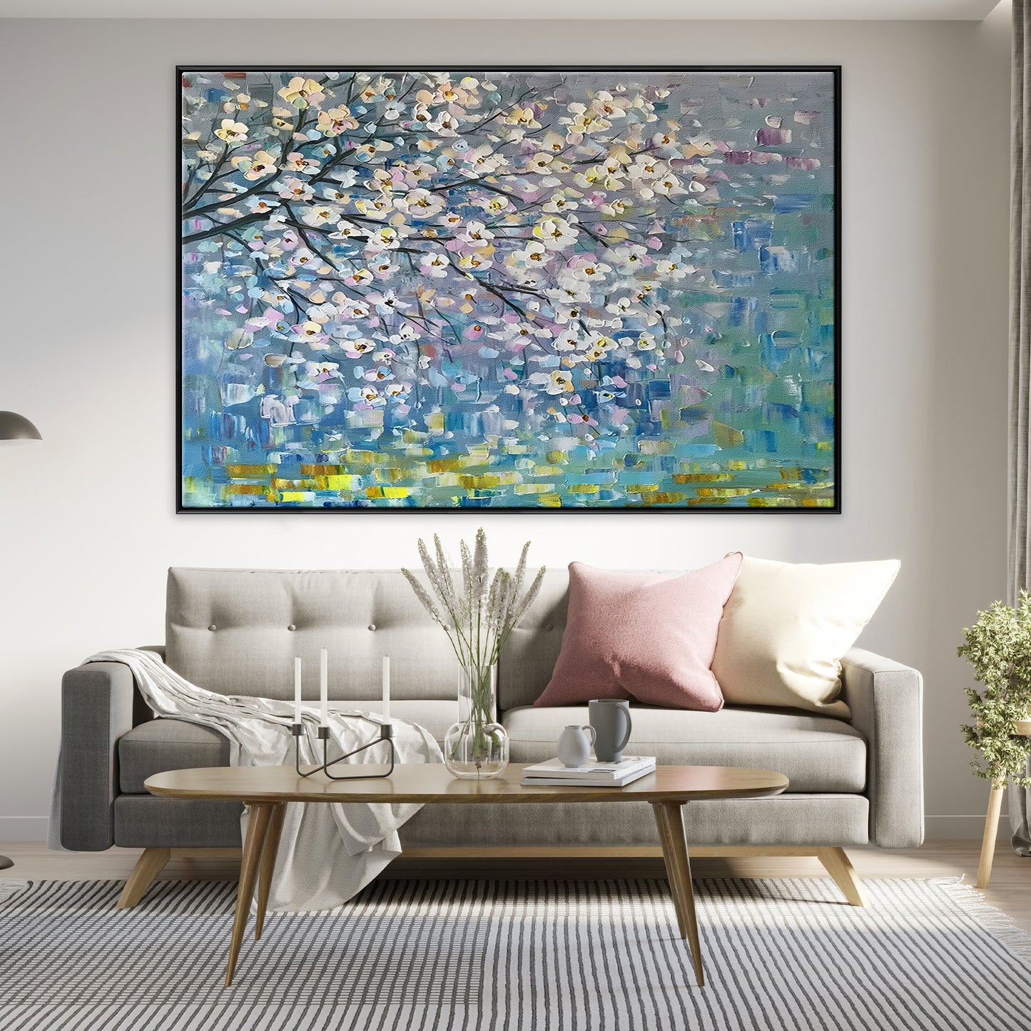 Serene Floral Abstract Oil Painting for Vibrant Home Decor