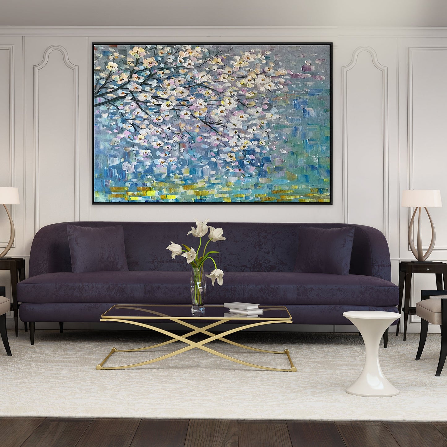 Serene Floral Abstract Oil Painting for Vibrant Home Decor