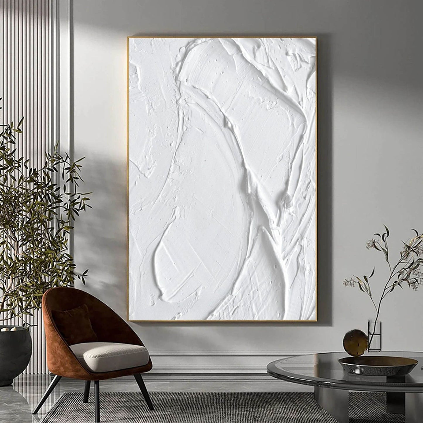 Textured White Oil Painting for Modern Home Decor and Art Lovers