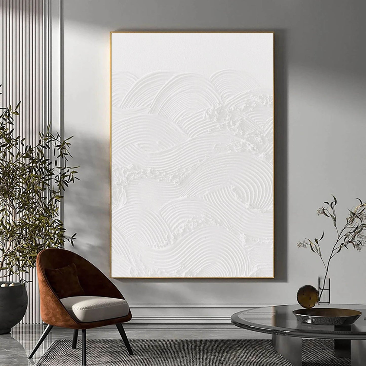 Elegant Plaster Art Texture Wall Décor - Modern Minimalist Oil Painting