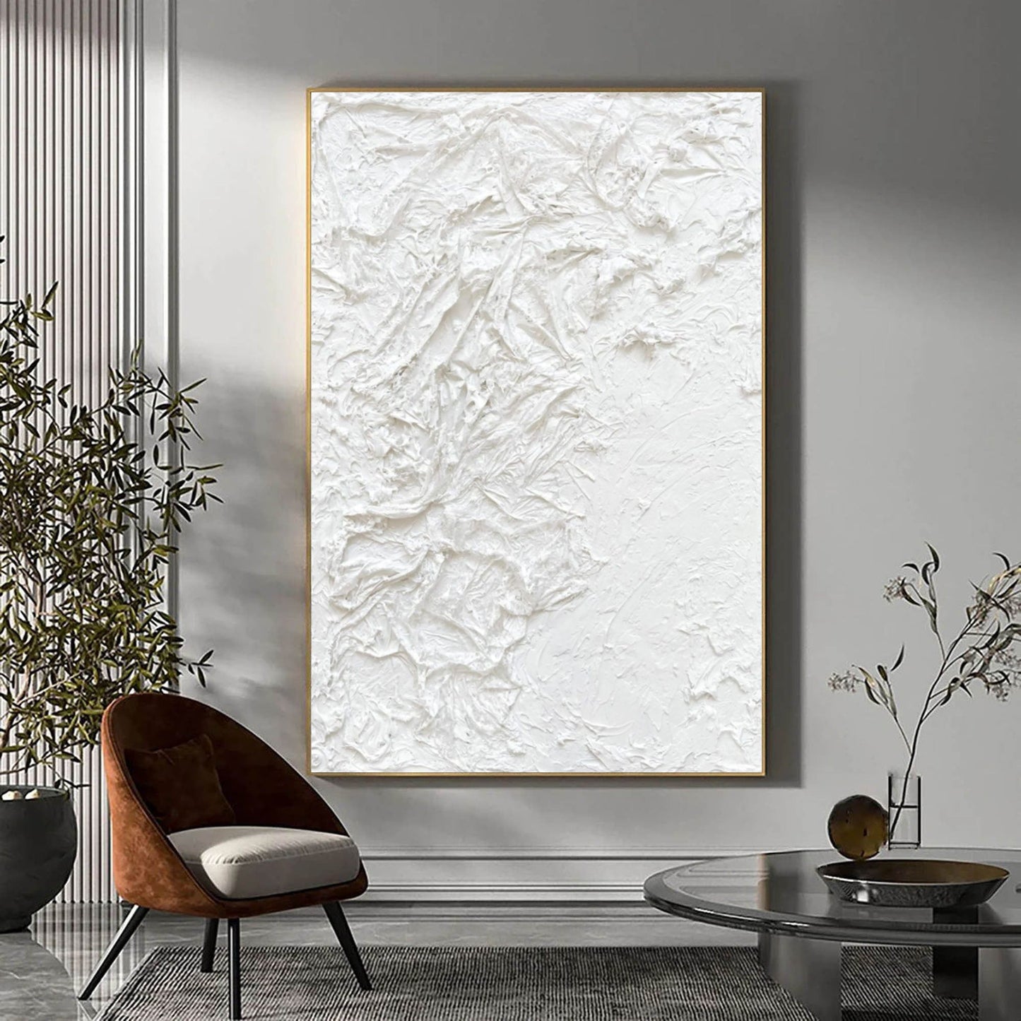 Textured White Abstract Oil Painting for Modern Art Enthusiasts