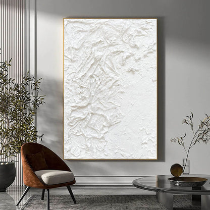 Textured White Abstract Oil Painting for Modern Art Enthusiasts